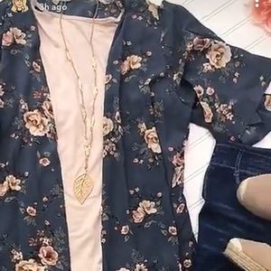Navy floral kimono Bad Habit Boutique NWT